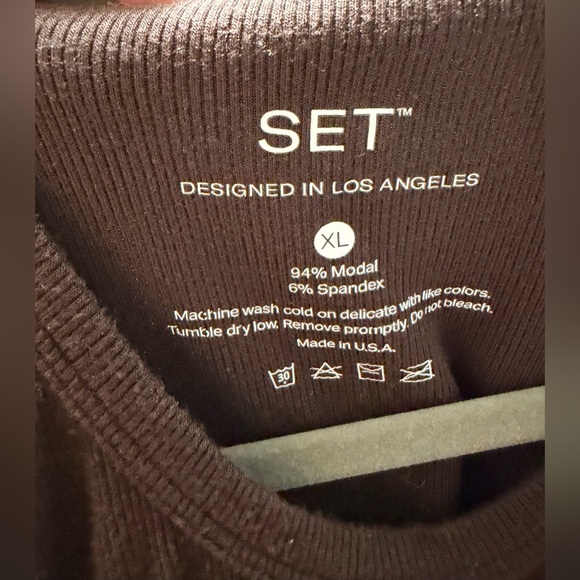 SET Active Brown Ribbed Cropped Top - Picture 3 of 3